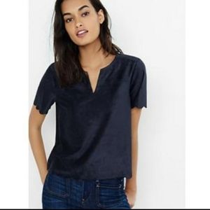 Express dark gray faux suede scalloped shirt sz M